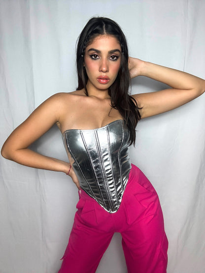 Metallic Corset Top